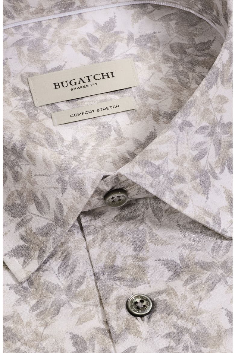 Julian Shaped Fit Leaf Print Stretch Button-Up Shirt, Alternate, color, LIMESTONE