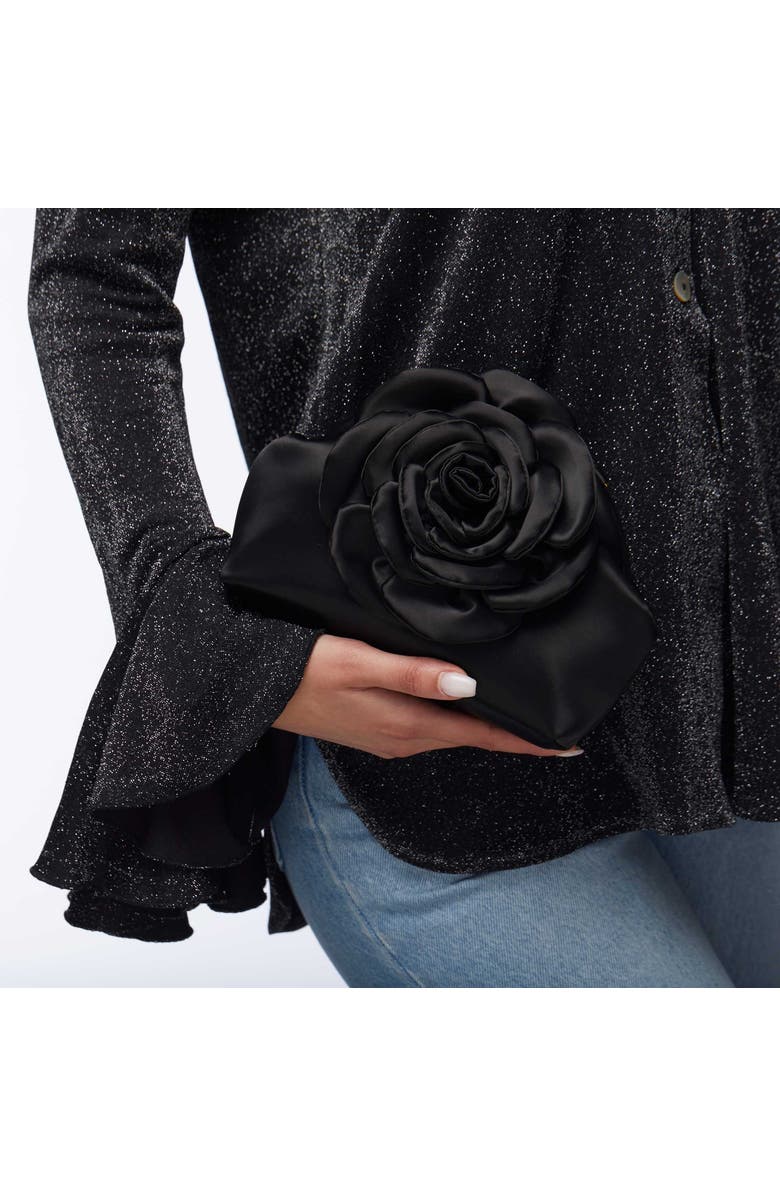 Lele Sadoughi Rosie Satin Clutch, Alternate, color, Jet