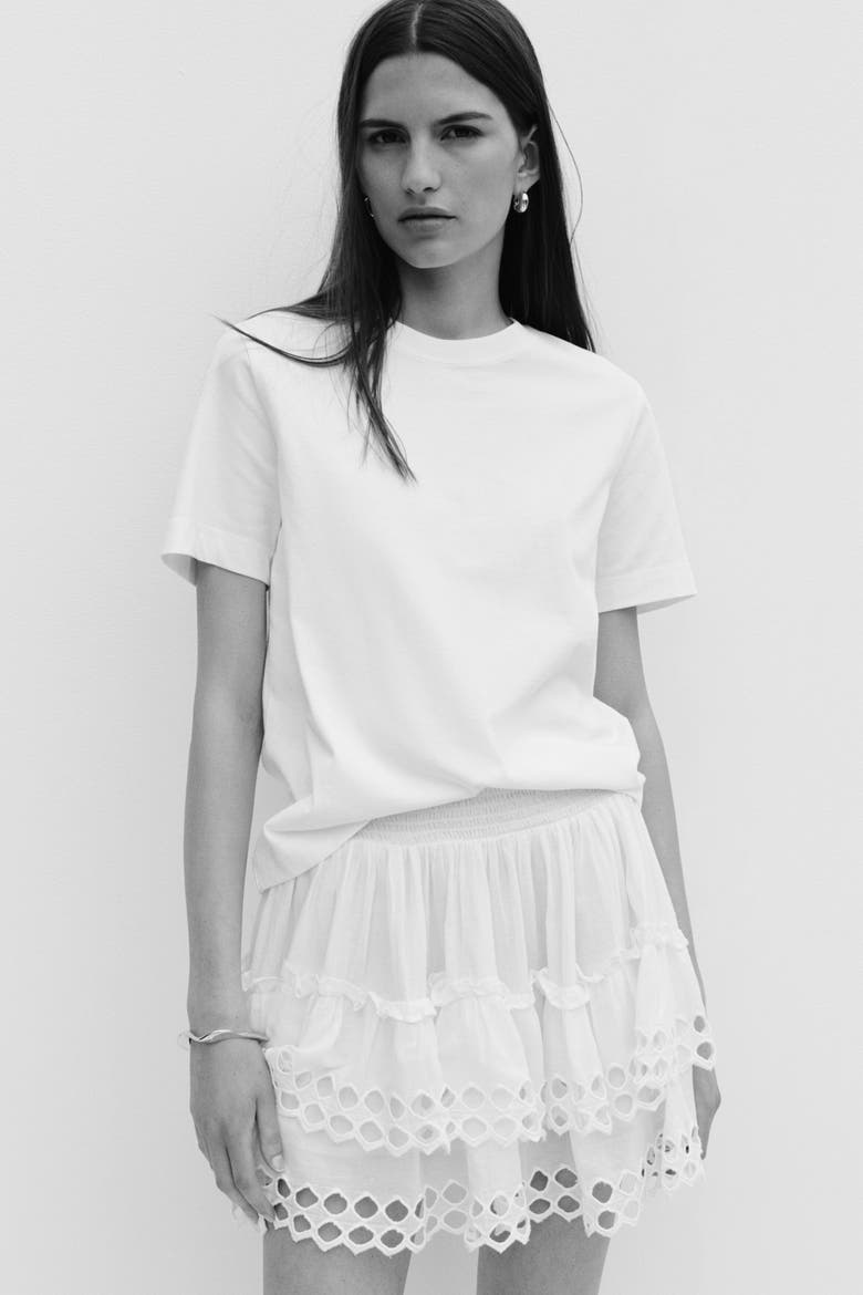 Tiered Eyelet Embroidery Skirt, Alternate, color, Cream