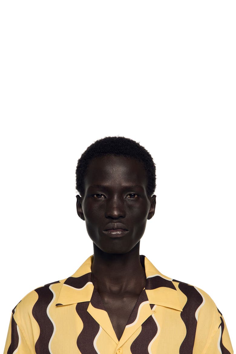 Printed linen shirt, Alternate, color, Light yellow