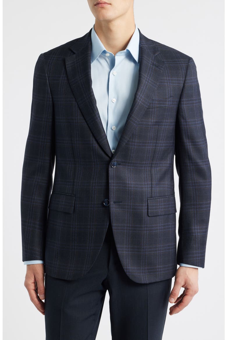 Flynn Classic Fit Navy Windowpane Check Wool Sport Coat, Main, color, NAVY