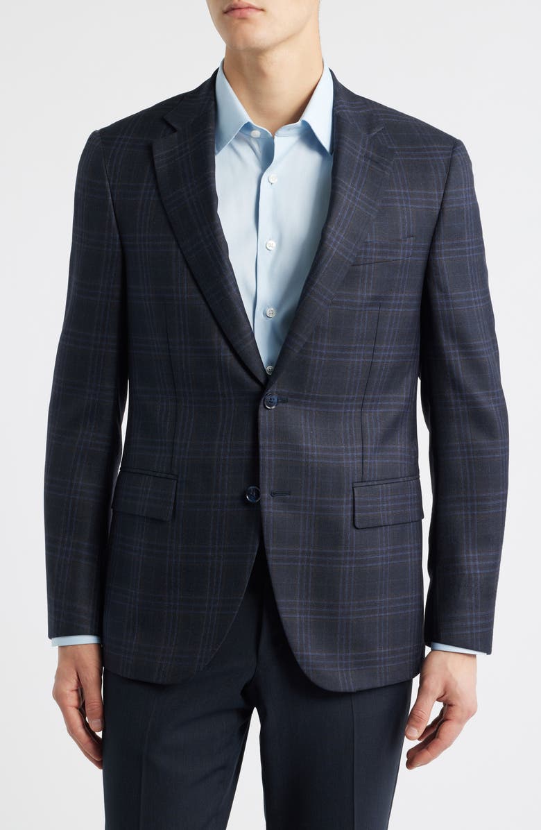 Peter Millar Flynn Classic Fit Navy Windowpane Check Wool Sport Coat, Main, color, Navy