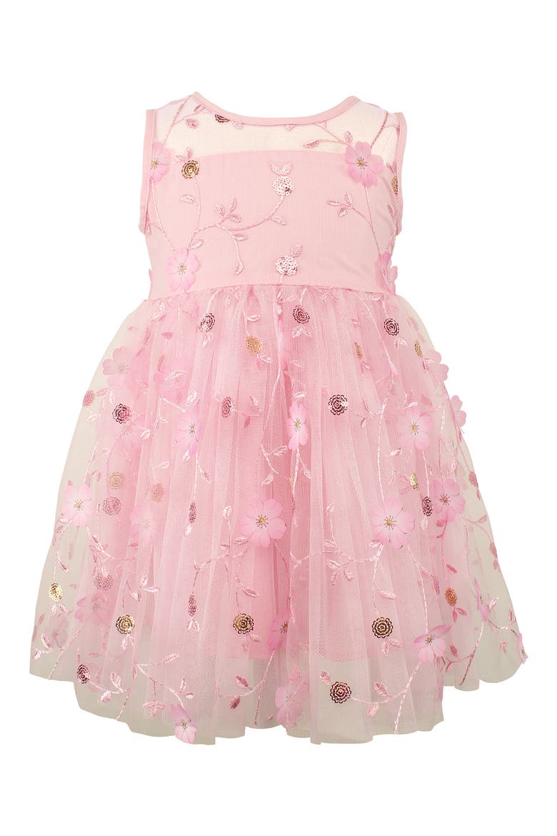 Kids' Floral Appliqué Tulle Dress, Main, color, PINK