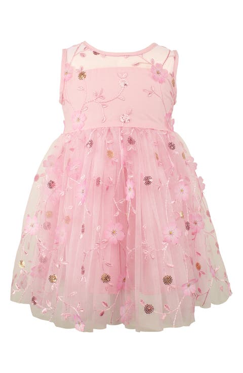 Kids' Floral Appliqué Tulle Dress (Baby, Toddler & Little Girl)