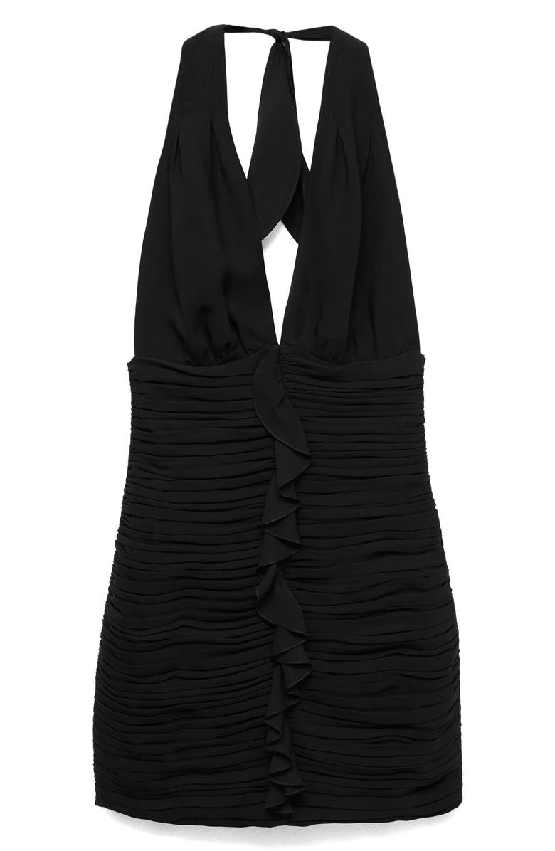 MANGO Ruffle Halter Minidress, Alternate, color,