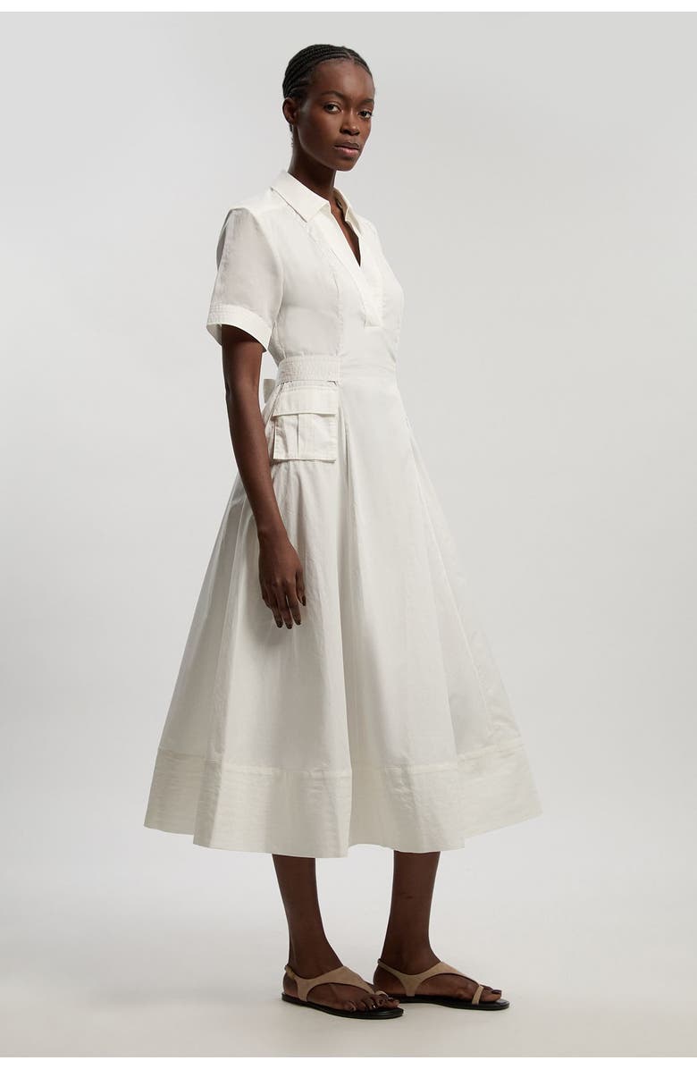 Karen Millen Utility Short Sleeve Organdie Midi Dress, Main, color, Ivory