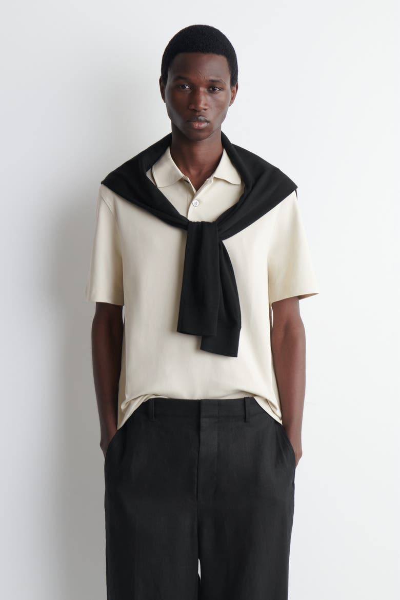 Interlock Cotton Polo Shirt, Main, color, LIGHT BEIGE