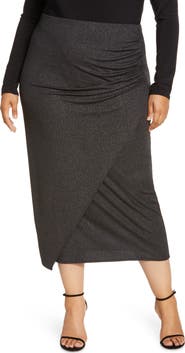 Open Edit Draped Sparkle Midi Skirt