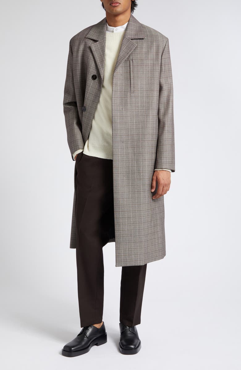Jil Sander Microplaid Virgin Wool Topcoat, Alternate, color, 