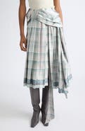 Acne Studios Icony Plaid Bow Pleated Silk Skirt