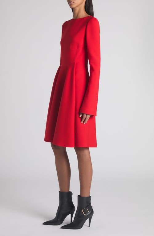 Alexander Mcqueen Mcqueen Long Sleeve Wool & Silk Blend Dress In Red