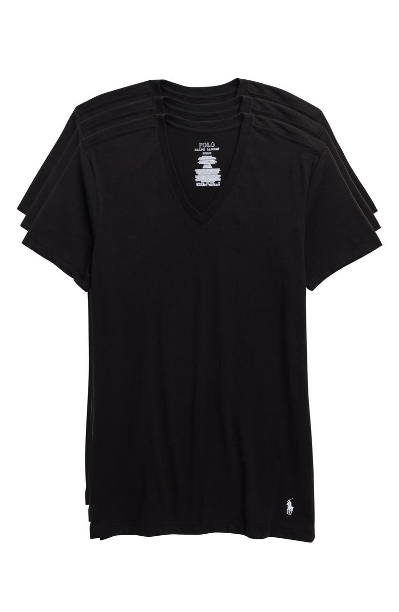 Polo Ralph Lauren 3-Pack V-Neck T-Shirt, Main, color, Polo Black