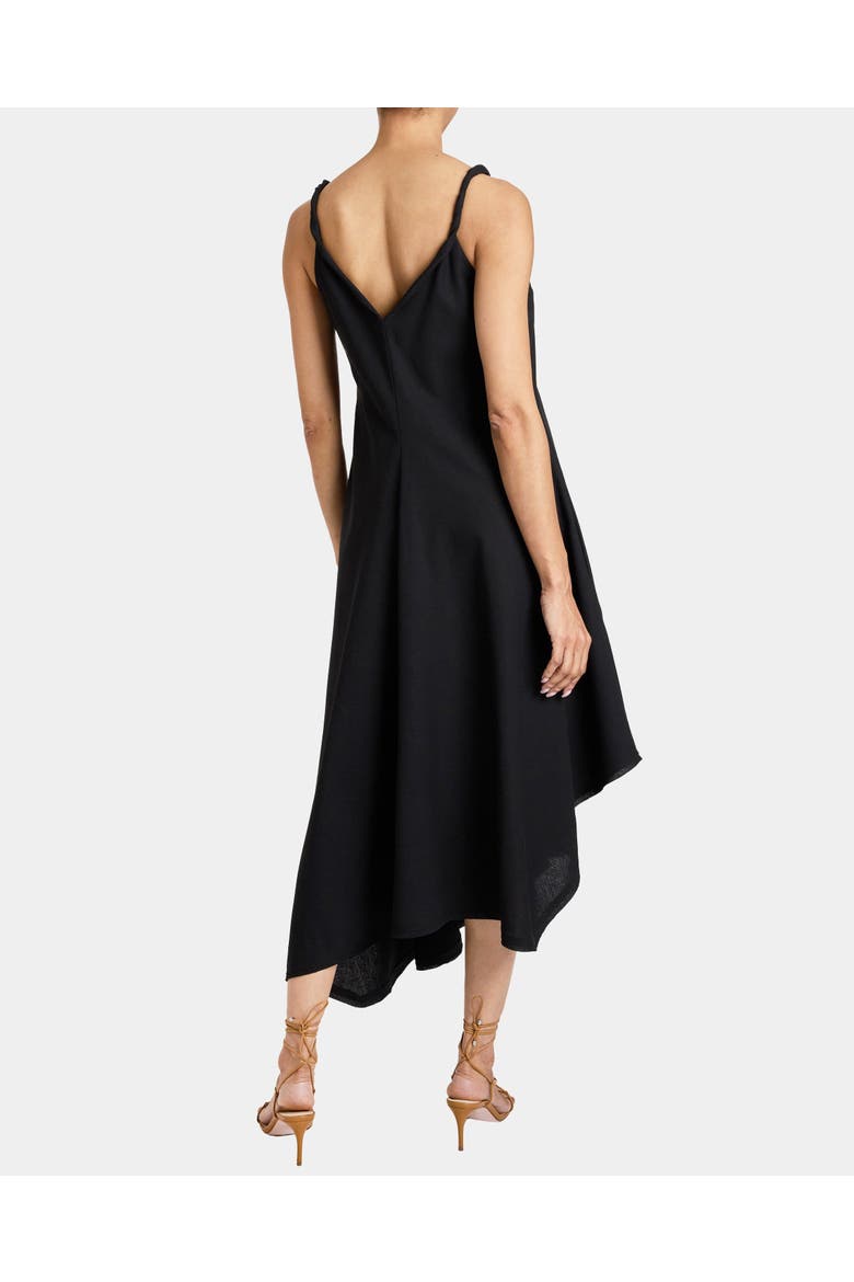 KOURT Asymmetric Sleeveless Linen Blend Midi Billow Dress, Alternate, color, BLACK