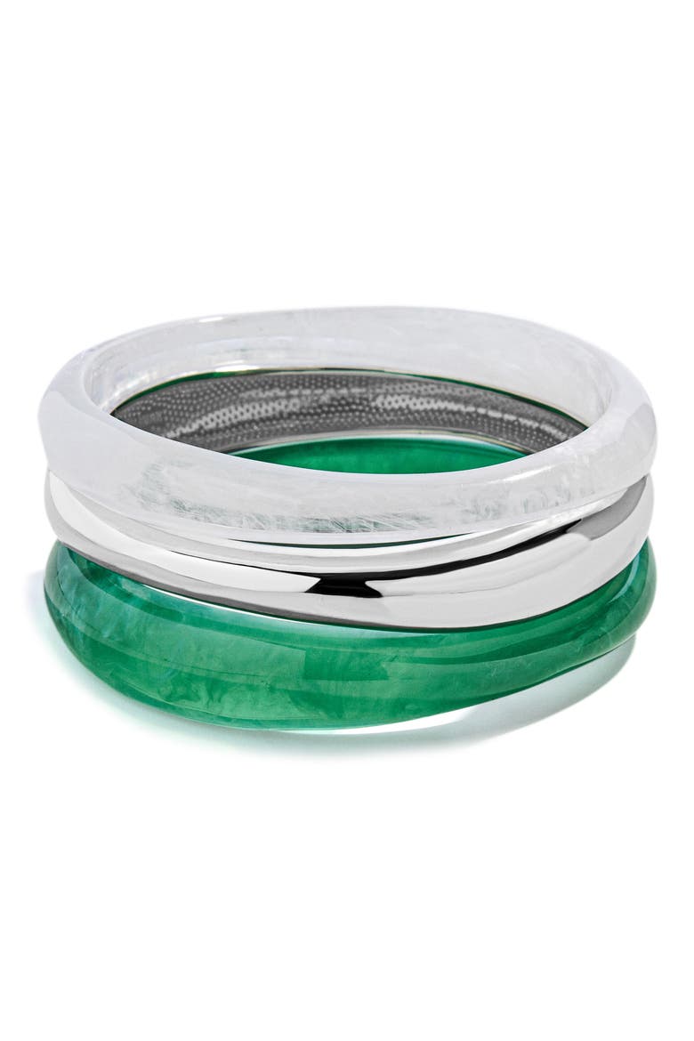Raven Set of 3 Bangle Bracelets, Main, color, SILVER