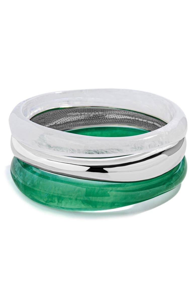 BaubleBar Raven Set of 3 Bangle Bracelets, Main, color, Silver