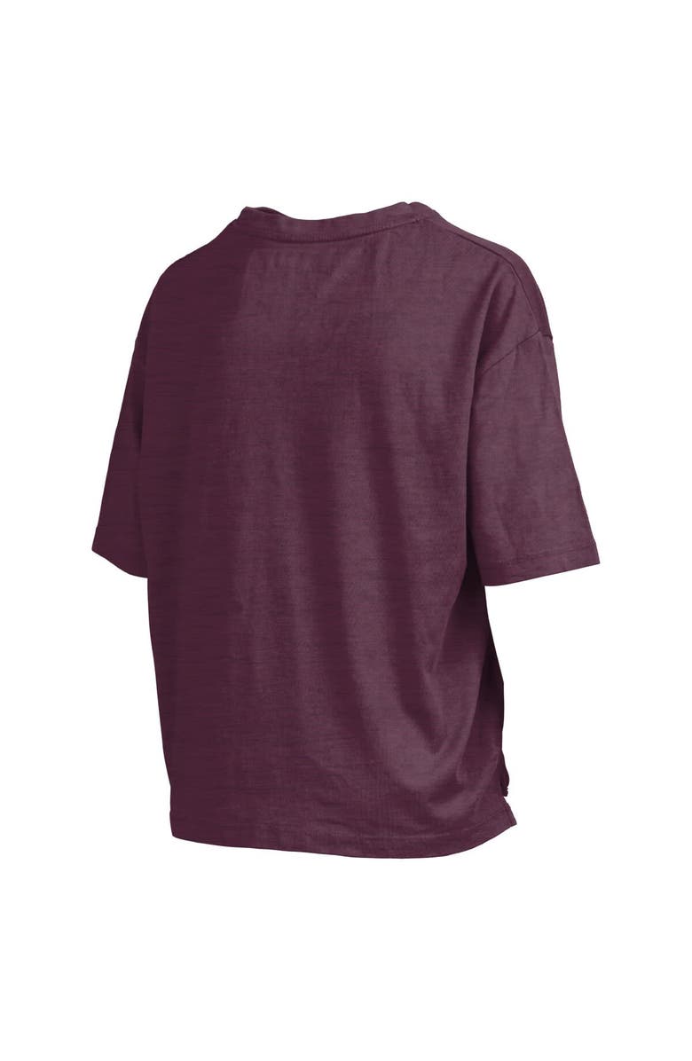 PRESSBOX Women's Pressbox Maroon Virginia Tech Hokies Nelson Arch Over Logo Waist Length Oversized Slub T-Shirt, Alternate, color, Maroon