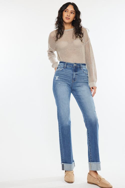 Kancan Trini High Rise Straight Jeans In Medium Wash