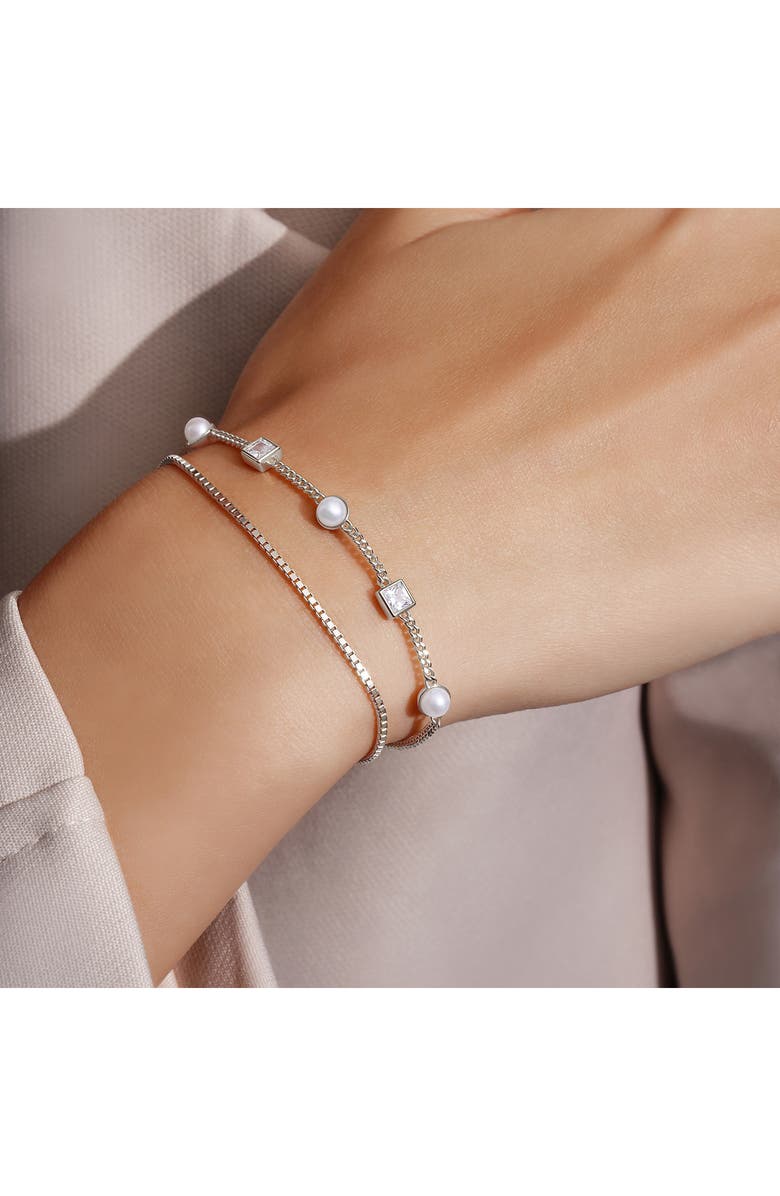 ANIA HAIE Cultured Pearl & Cubic Zirconia Station Bracelet, Alternate, color, Silver