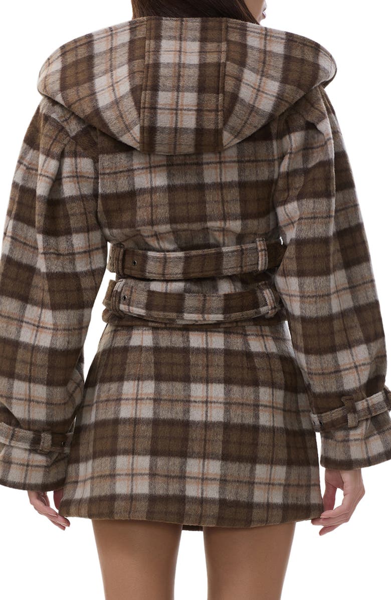 AFRM Halifax Plaid Double Breasted Hooded Crop Jacket, Alternate, color, Cashmere Plaid