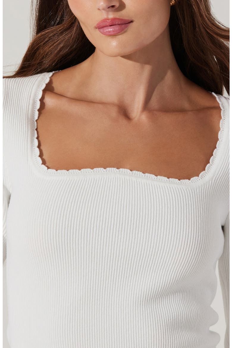Scallop Trim Rib Top, Alternate, color, WHITE