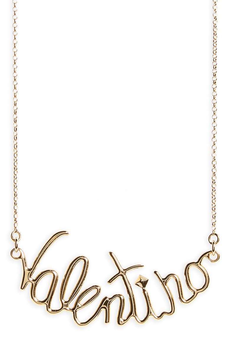 Valentino Garavani Valentino Script Necklace, Main, color, 