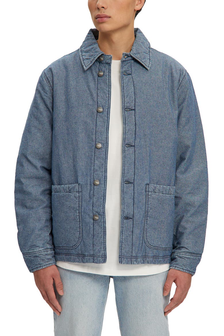Archie Denim Puffer Shirt Jacket, Main, color, LT. INDIGO