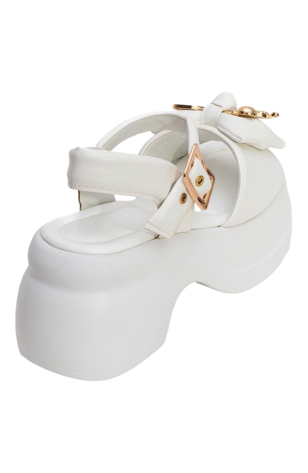 Prologue Shoes Merida Buckle Platform Sandal, Alternate, color, White Faux Leather