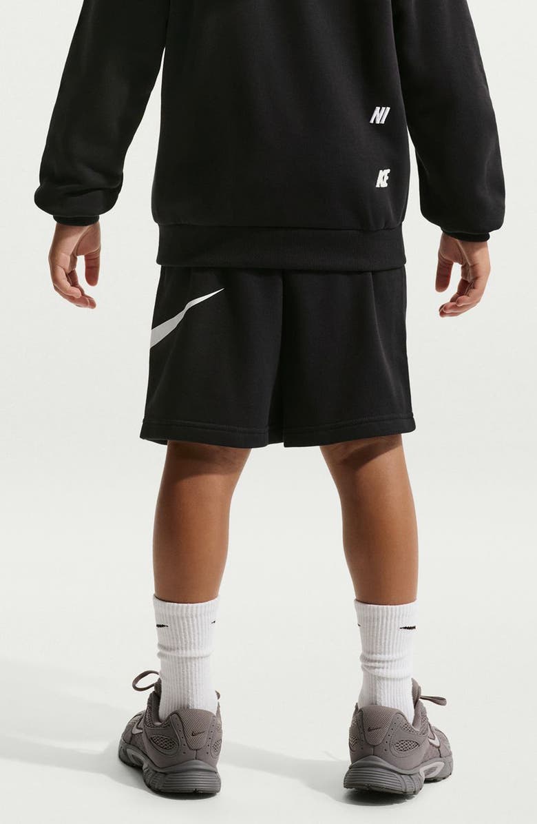 Nike Kids' Logo Detail French Terry Shorts, Alternate, color, Black/ White
