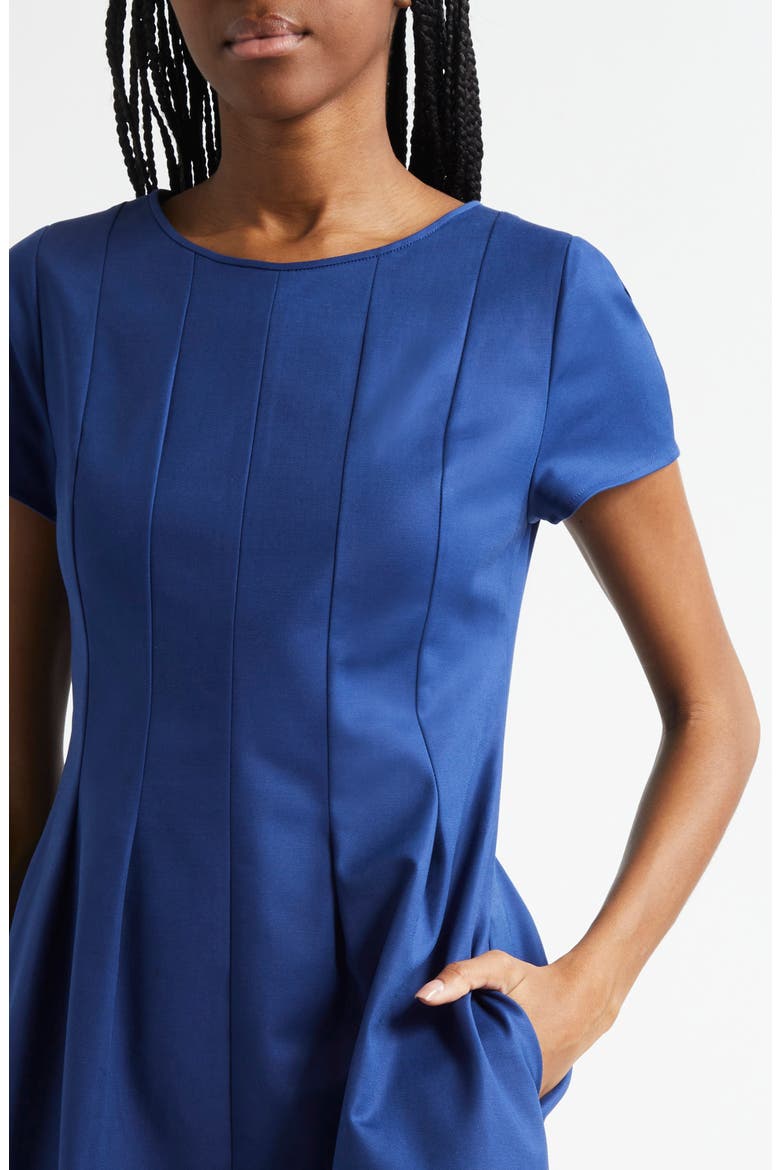 Cotton Blend Fit & Flare Dress, Alternate, color, COBALT BLUE