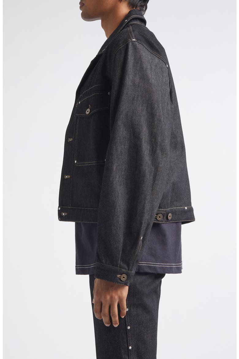 Studded Denim Trucker Jacket, Alternate, color, SLATE