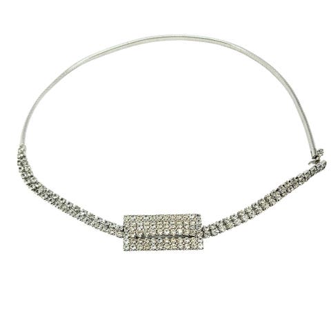 Vintage 1960s Silver Tone Rhinestone Snake Coil Stretch Belt