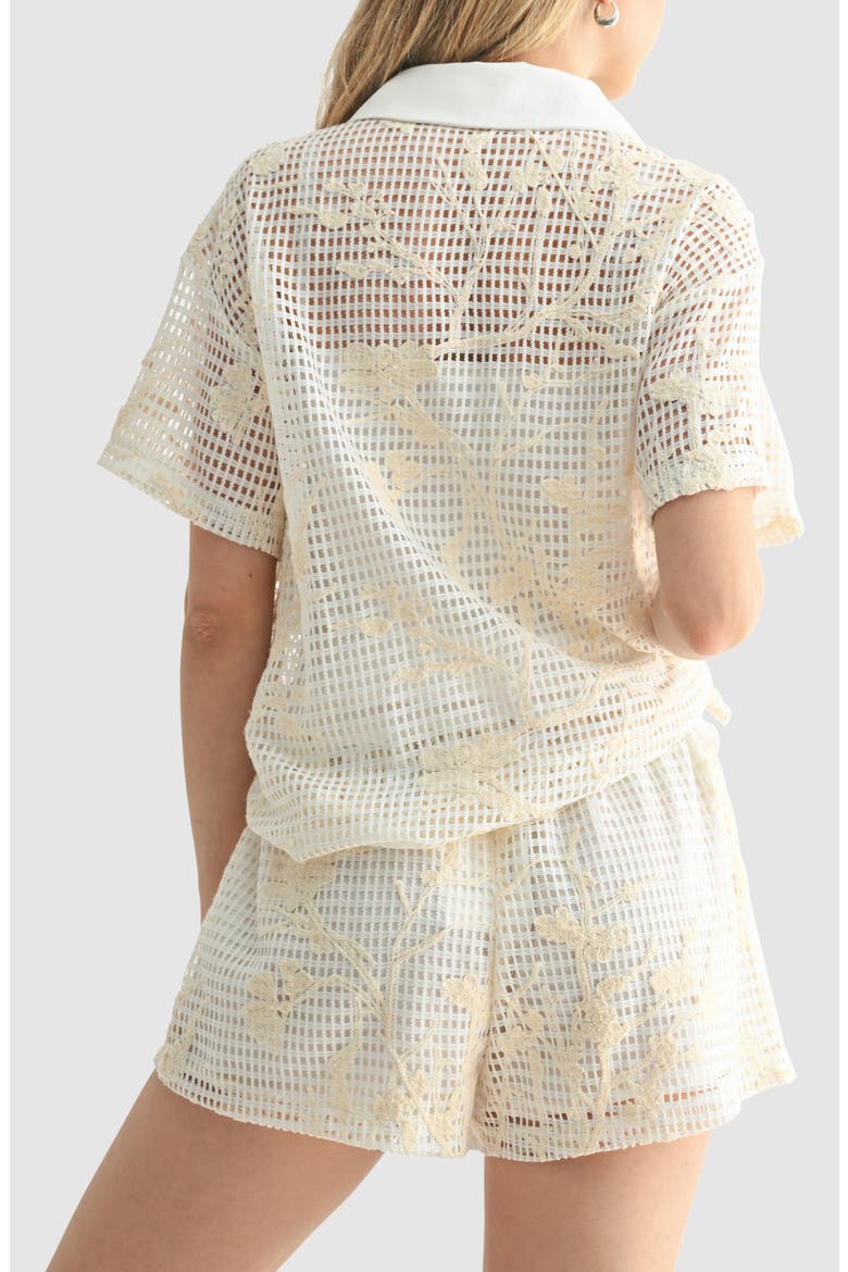 Floral Embroidered Mesh Shorts, Alternate, color, CREAM CROCHET