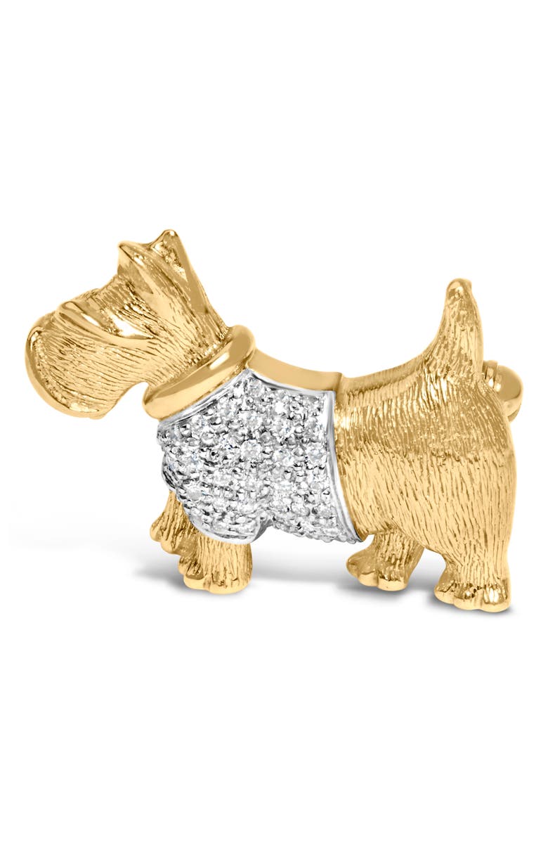 Haus of Brilliance 18K Gold1/3 Cttw Diamond Scottish Terrier Brooch Pin Pendant, Main, color, Yellow