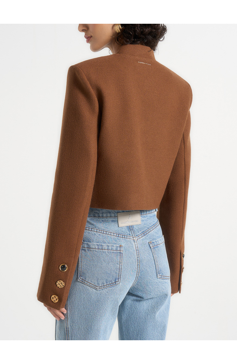 Manière De Voir Evana Structured Wool Jacket With Mixed Buttons, Alternate, color, Rust