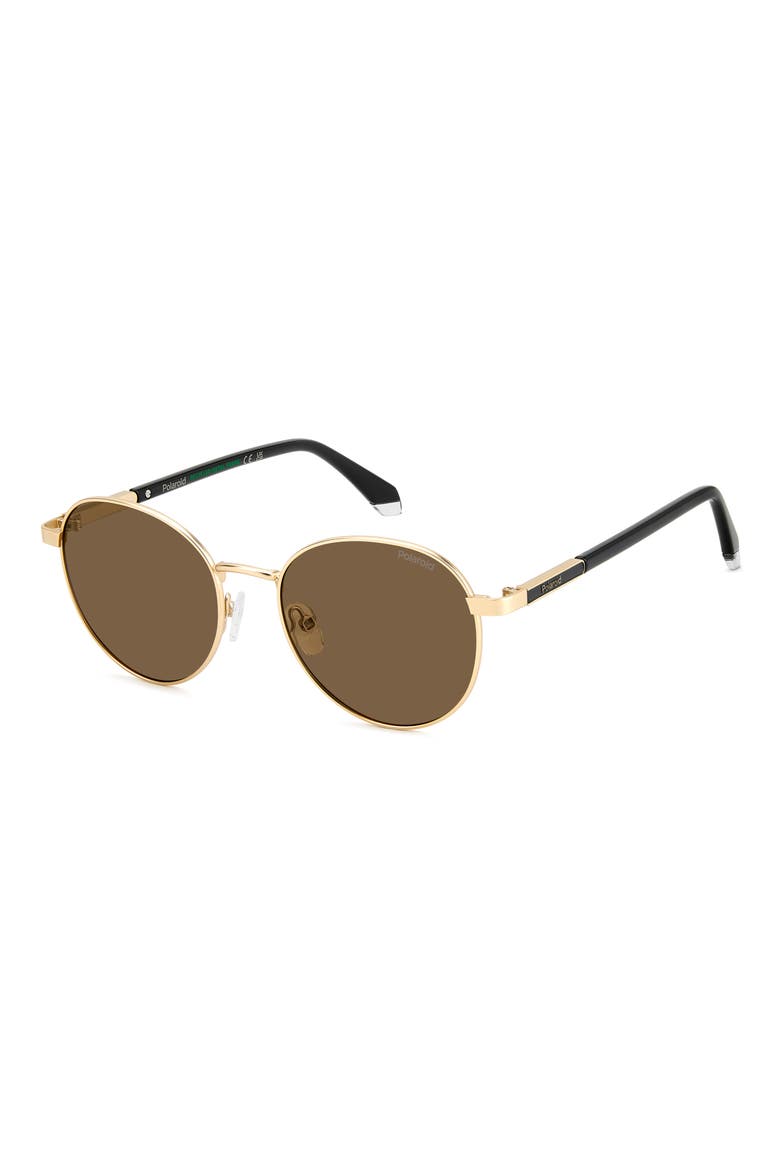 53mm Polarized Round Sunglasses, Alternate, color, MATTE GOLD/ BRONZE