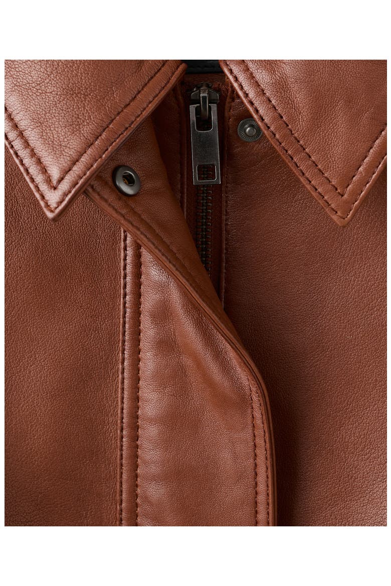 London Oversize Leather Jacket, Alternate, color, COGNAC