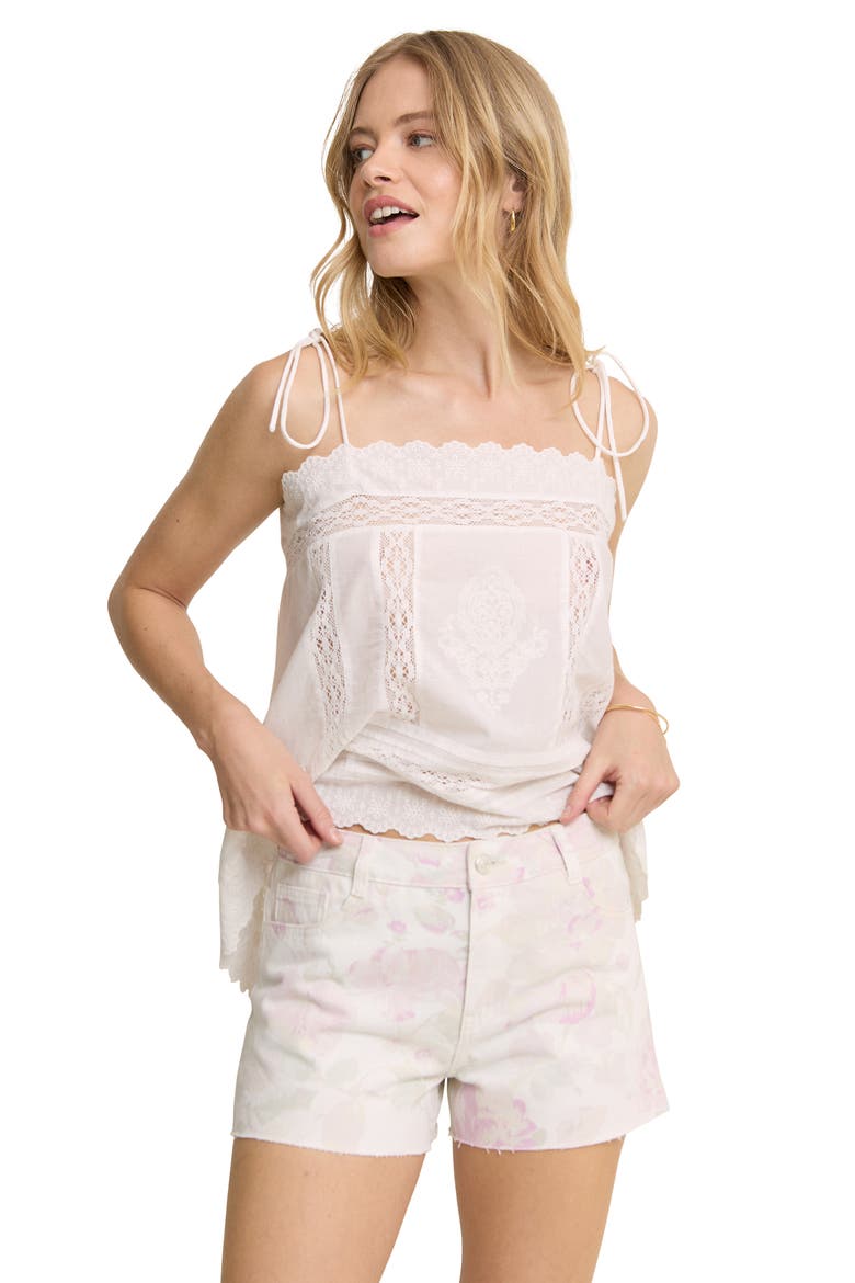 Regent Floral Print Denim Shorts, Alternate, color, WHITE MULTI
