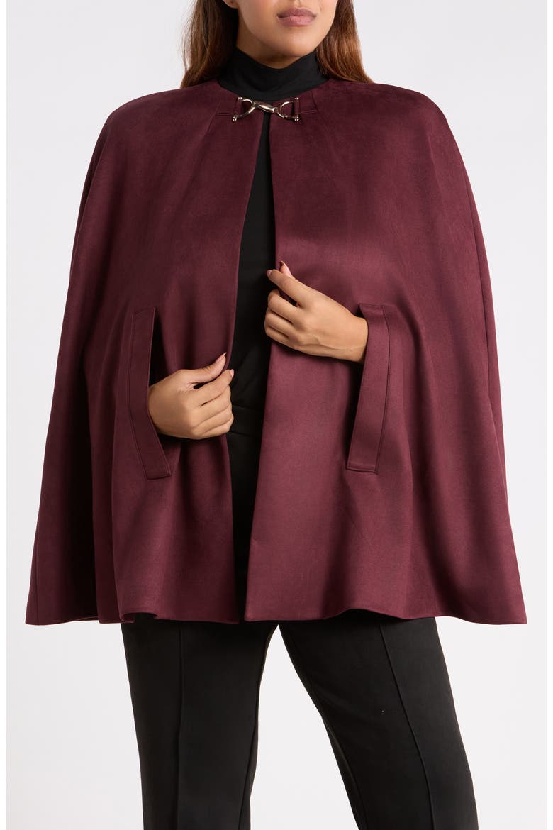 Faux Suede Long Cape, Main, color, BAROLO