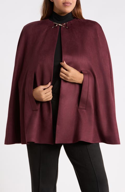 Faux Suede Long Cape