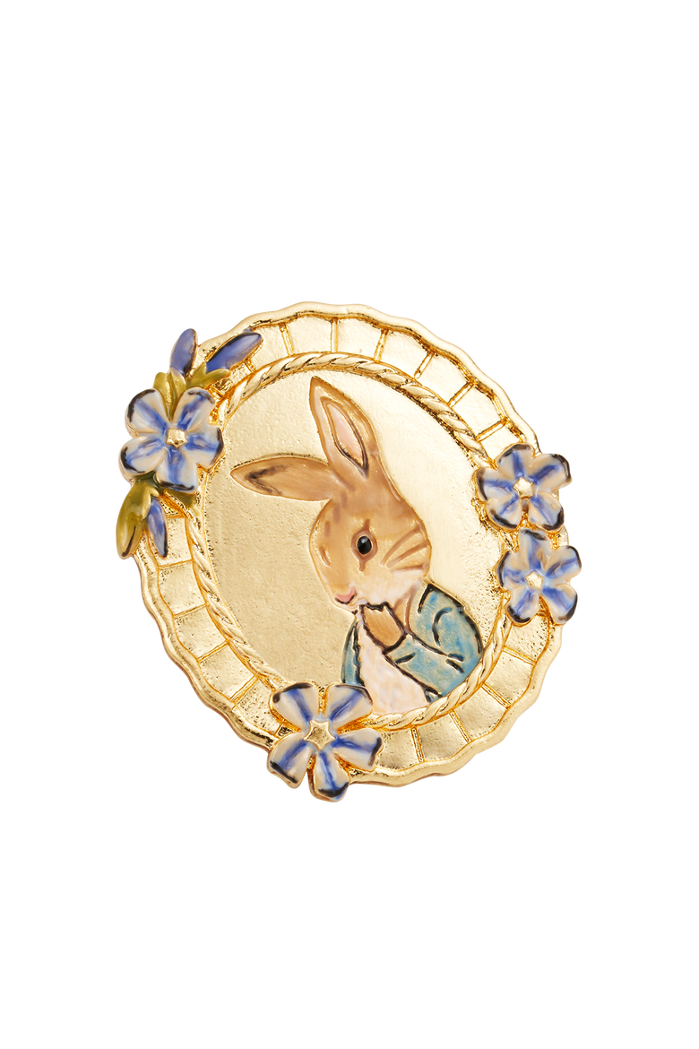 x Peter Rabbit Cameo Brooch, Alternate, color, Gold
