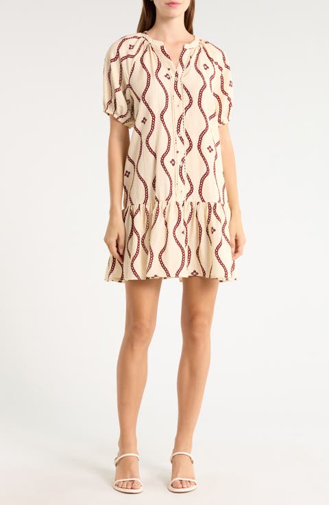Puff Sleeve Print Minidress