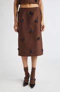 Shushu/Tong Floral Appliqué Straight Midi Skirt