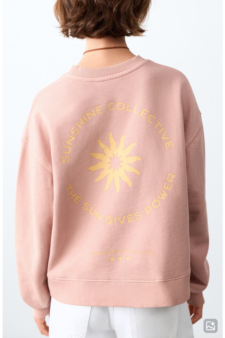 Print Cotton Sweatshirt, Alternate, color, PEACH