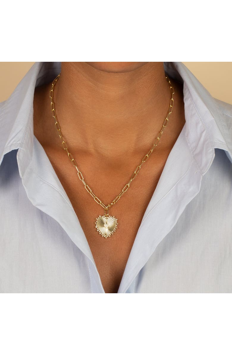 BY ADINA EDEN Pave Accented Ridged Heart Pendant Lariat, Alternate, color, Gold