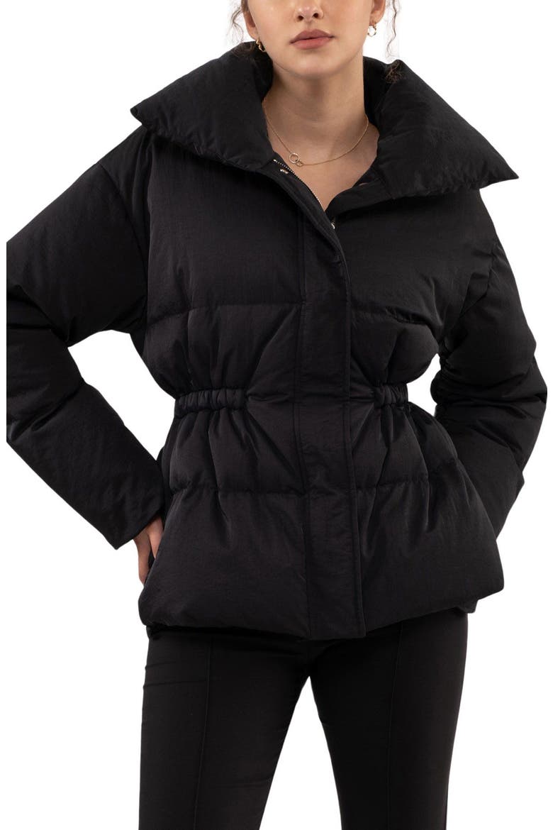 Waist Puffer Jacket, Main, color, BLACK