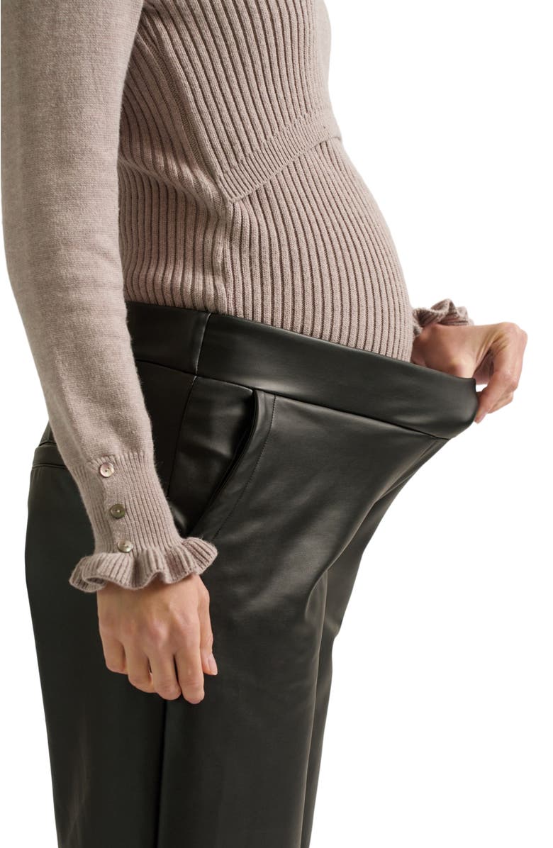 Cache Coeur Alix Maternity Faux Leather Pants, Alternate, color, Black