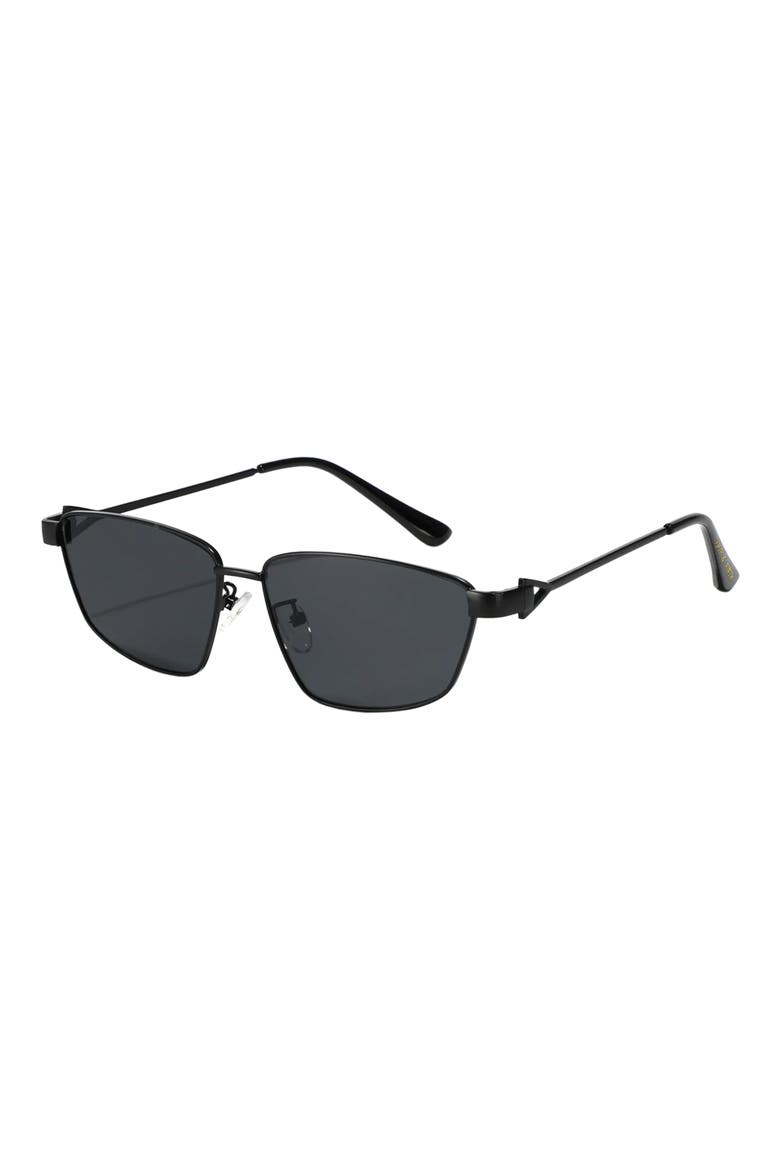 Cleo 60mm Polarized Geometric Sunglasses, Alternate, color, BLACK/ BLACK