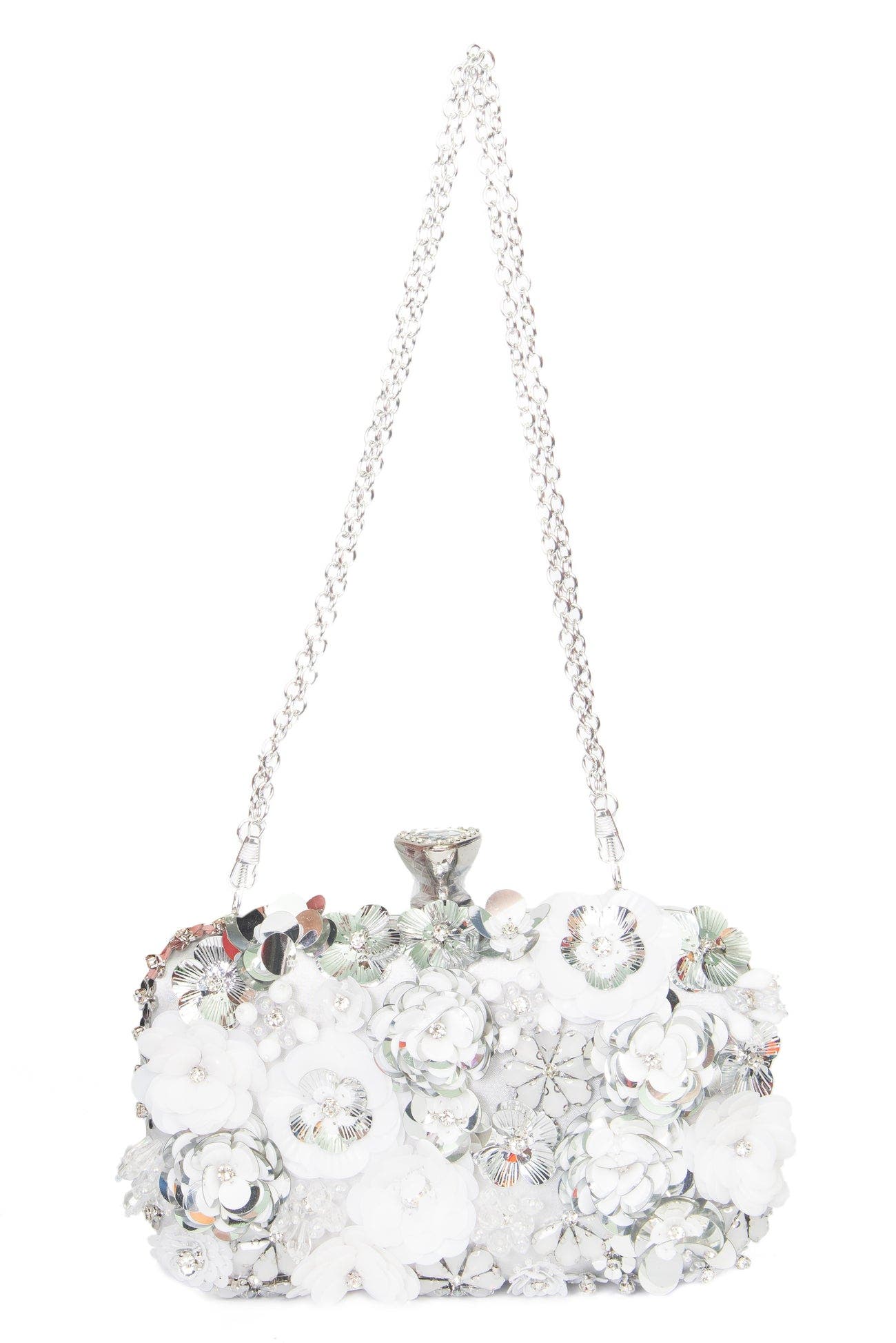Flower Clutch, Main, color, SILVER