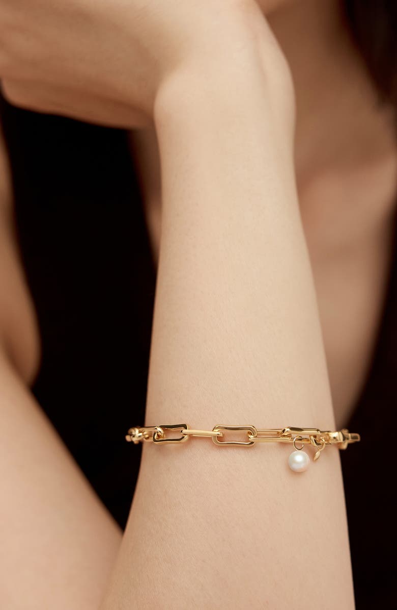 Monica Vinader Alta Freshwater Pearl Bracelet, Alternate, color, 18Ct Gold Vermeil / Pearl