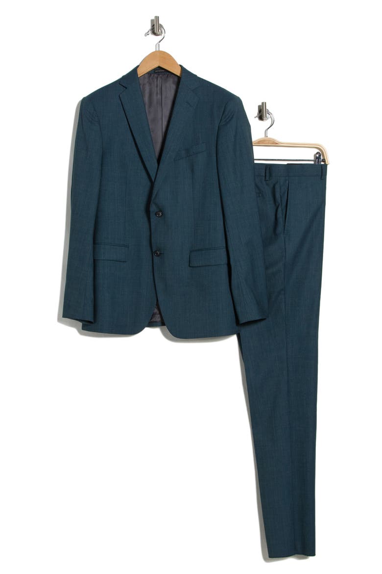 Solid Stretch Wool Suit, Alternate, color, GREEN